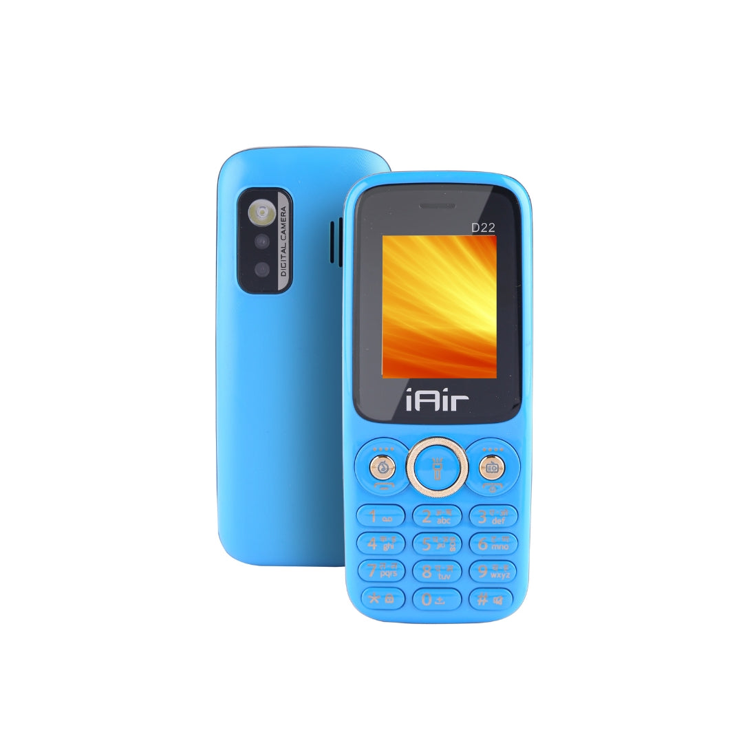 iAir D22 - -Blue Multimedia Feature Keypad Mobile Basic Bar Phone with Dual SIM Card with 1200 mAh Battery,MP3, Multi Language Support Keypad Phone