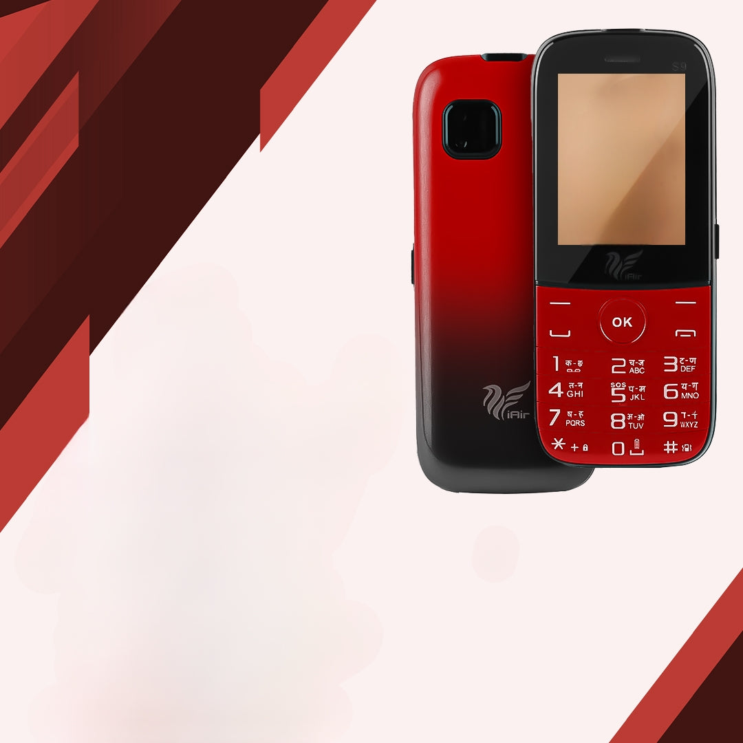 IAIR S9- Red Twin Shade| Basic Feature Dual Sim Mobile Phone with 2800mAh Battery, 2.4 inch Display Screen, 0.8 mp Camera with Front Designer LED Light