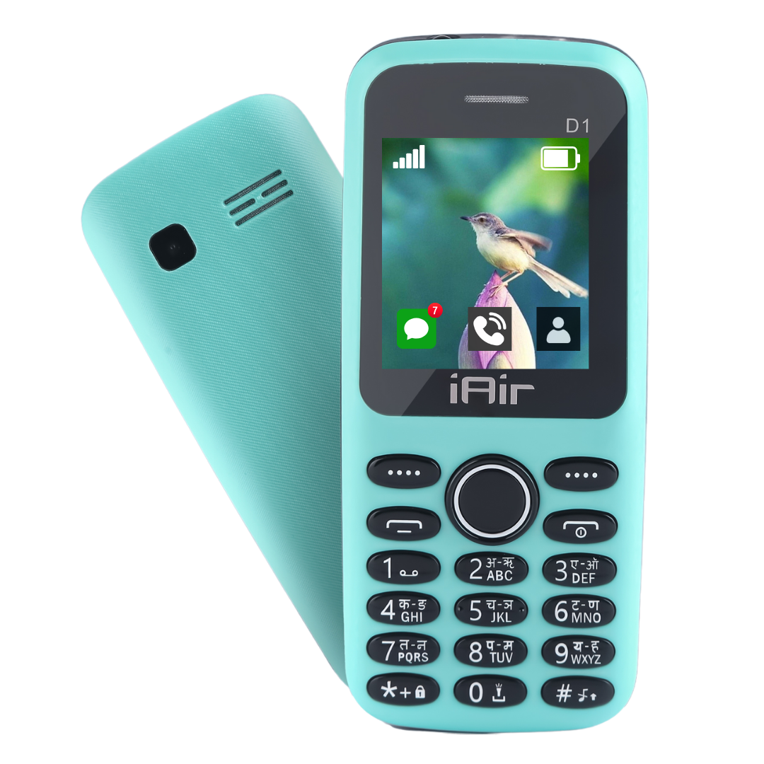 IAIR D1 Aqua Green 1.8 Inch Huge Display Keypad Mobile Phone with Expandable Storage Upto 32GB