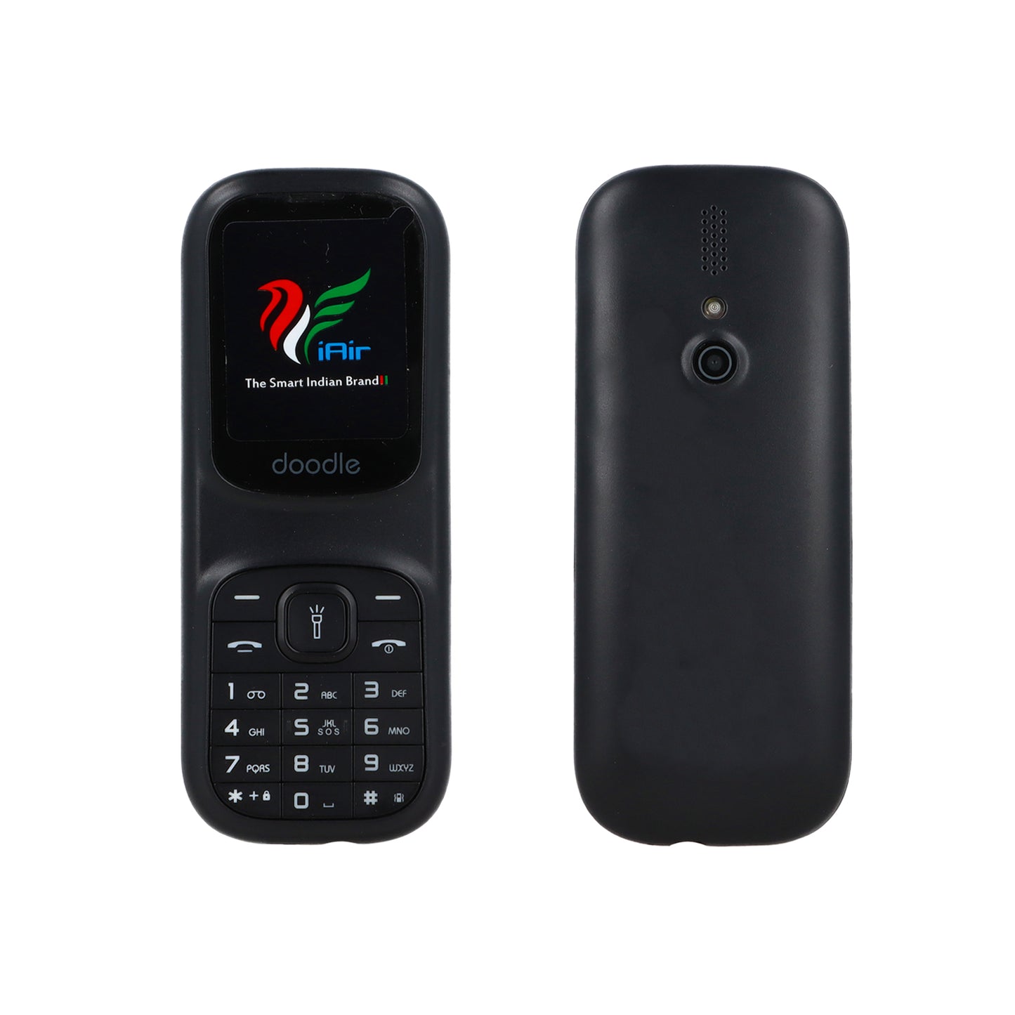 iAir D5 - Black 1.77 Inch Big Display Keypad Mobile Phone with Expandable Storage Upto 32GB, MP3 with Recording, Camera