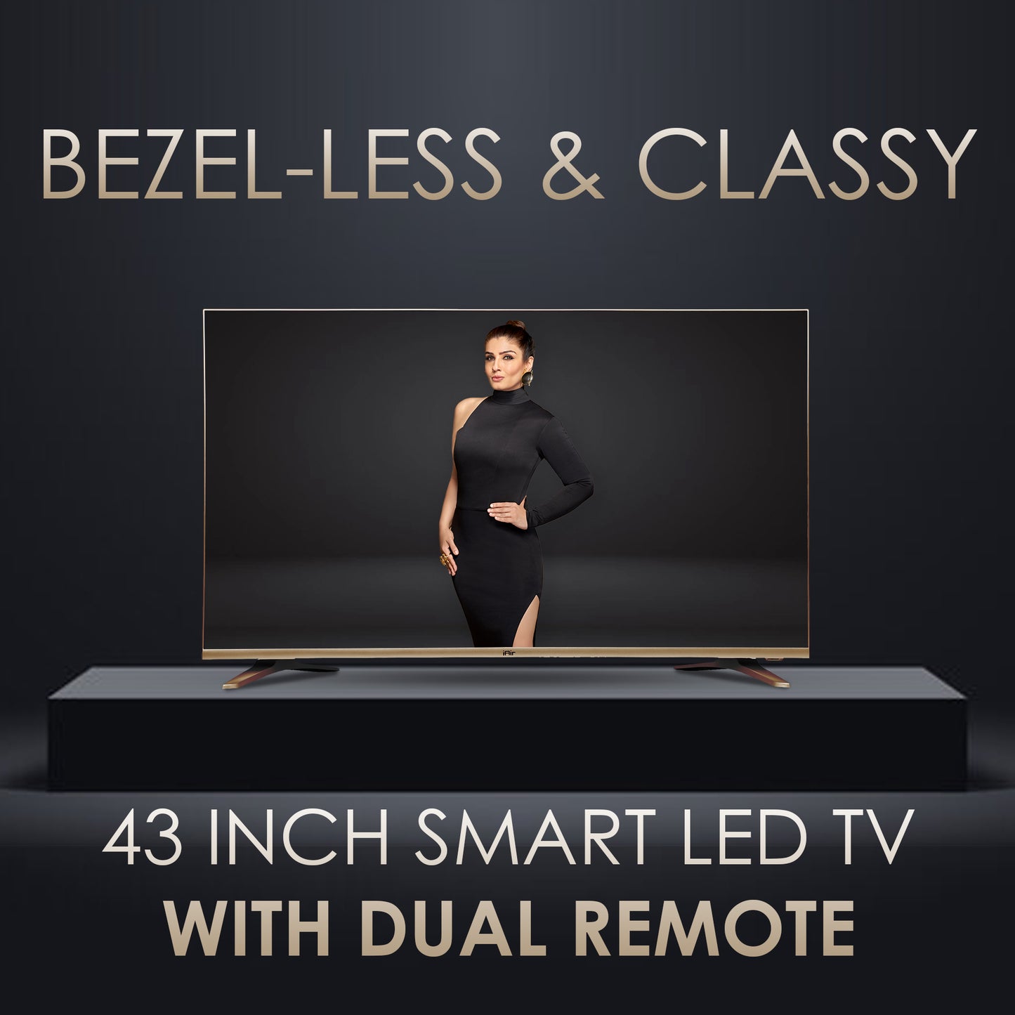 iAir 109 CM (43 Inches) Sleek and Premium Design Eco Smart Dual Remote HD Ready Frameless LED TV, (2024 Model)