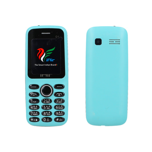 iAir D1 - Aqua Green Keypad Mobile Phone| Dual Sim| 1200mh Battery, Expandable Storage Upto 32GB| MP3 with Recording, Camera