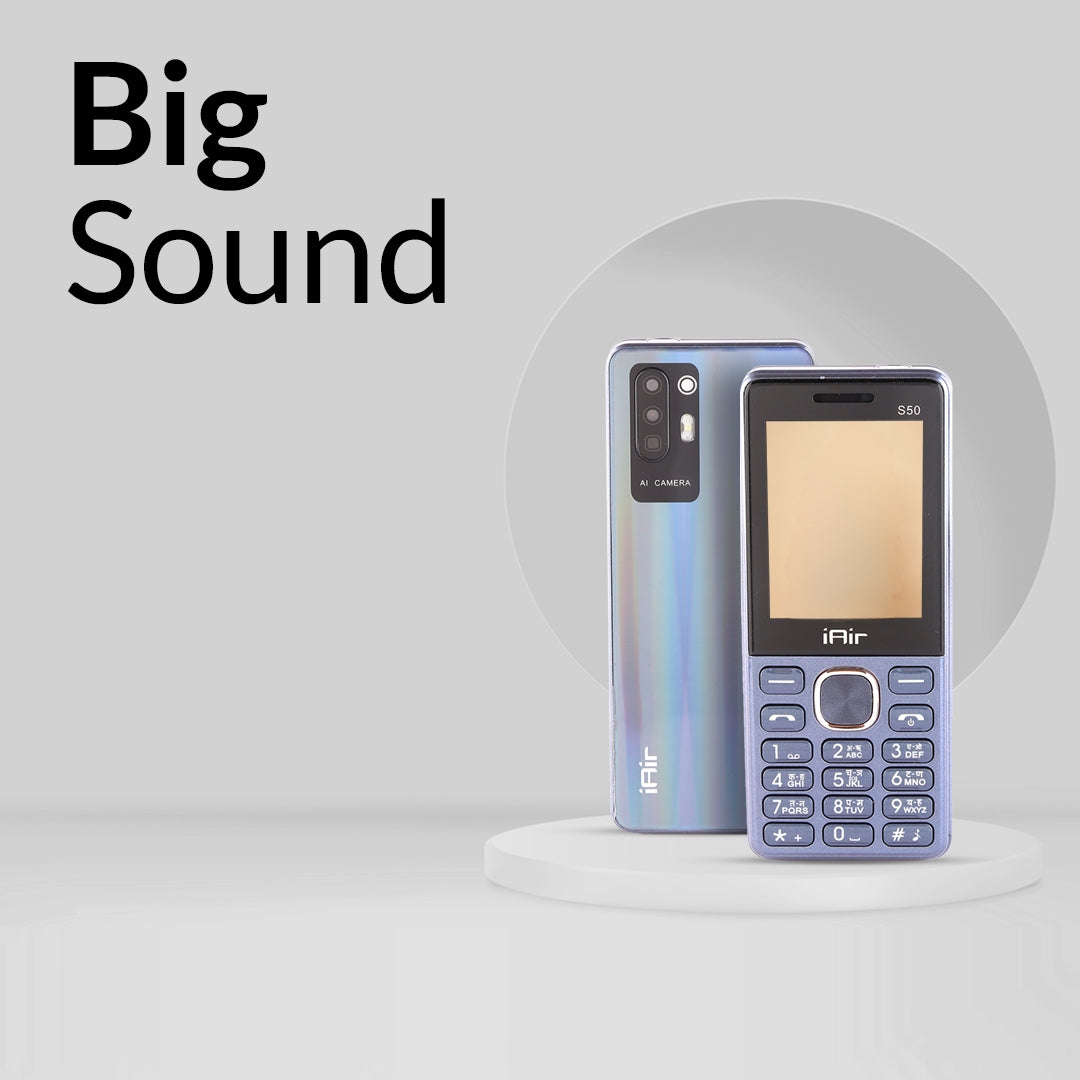 iAir S50 - Bifrost Blue Dual Sim Keypad Phone | 2800 mAH Battery & Big 2.4 Inch Display | Big Torch Light | Wireless FM & Rear Camera | Auto Call Recording | 32 MB Ram & Expandable 128gb Storage