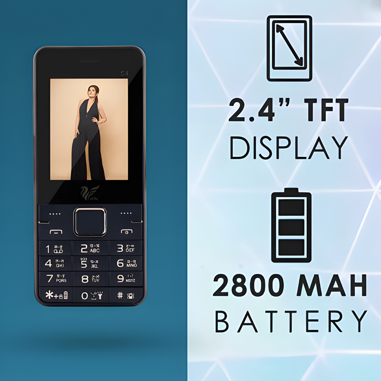 IAIR S4-Blue Basic Feature Dual Sim Mobile Phone with 2800mAh Battery, 2.4 inch Display Screen, 0.8 mp Camera with Big LED Torch