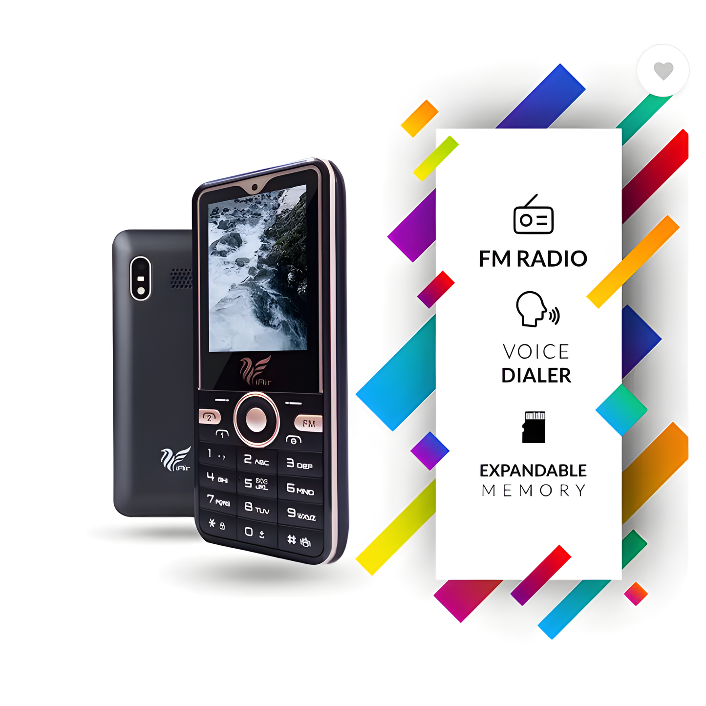IAIR S1-Black Gold Basic Feature Dual Sim Mobile Phone with 1250mAh Battery, 2.4 inch Display Screen, 0.8 mp Camera