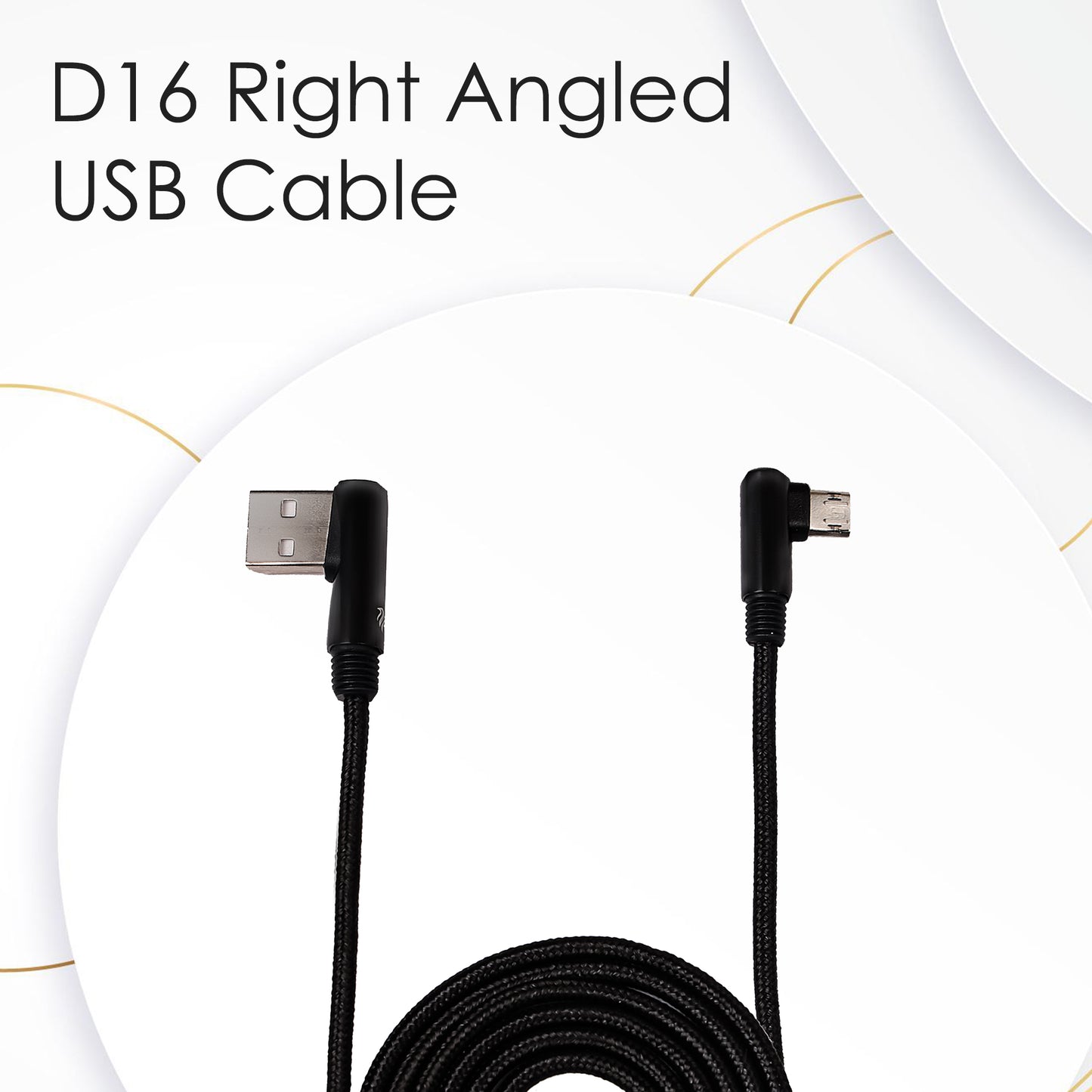 iAir D16 Right Angled Micro USB Charging Cable Compatible with All Mobiles, Tablet, TV, Camera, Computer, Gaming Console (1.2 Mtr, Black)