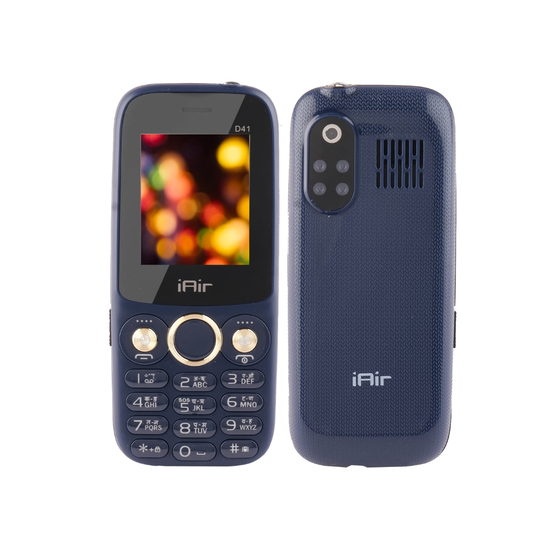 iAir D41 Dual Sim Basic Feature Mobile Phone with Expandable Storage Upto 128GB, MP3 with Call Recording, High Clarity Camera, 1200 mah, 2.0 inch Big Display