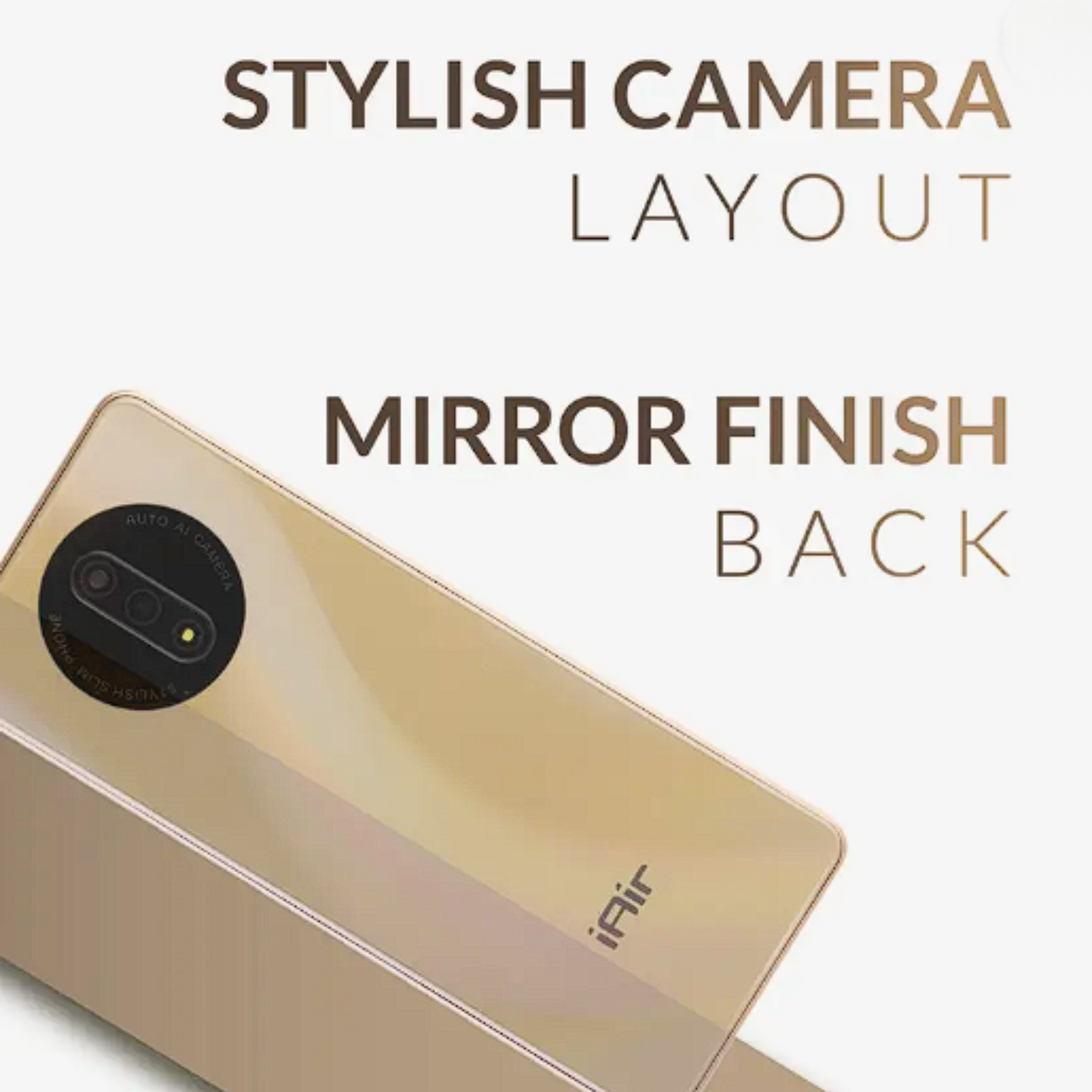 IAIR Y57-Mirror Gold Dual Sim Keypad Phone | 2800 mAH Battery & Big 2.8 Inch Display
