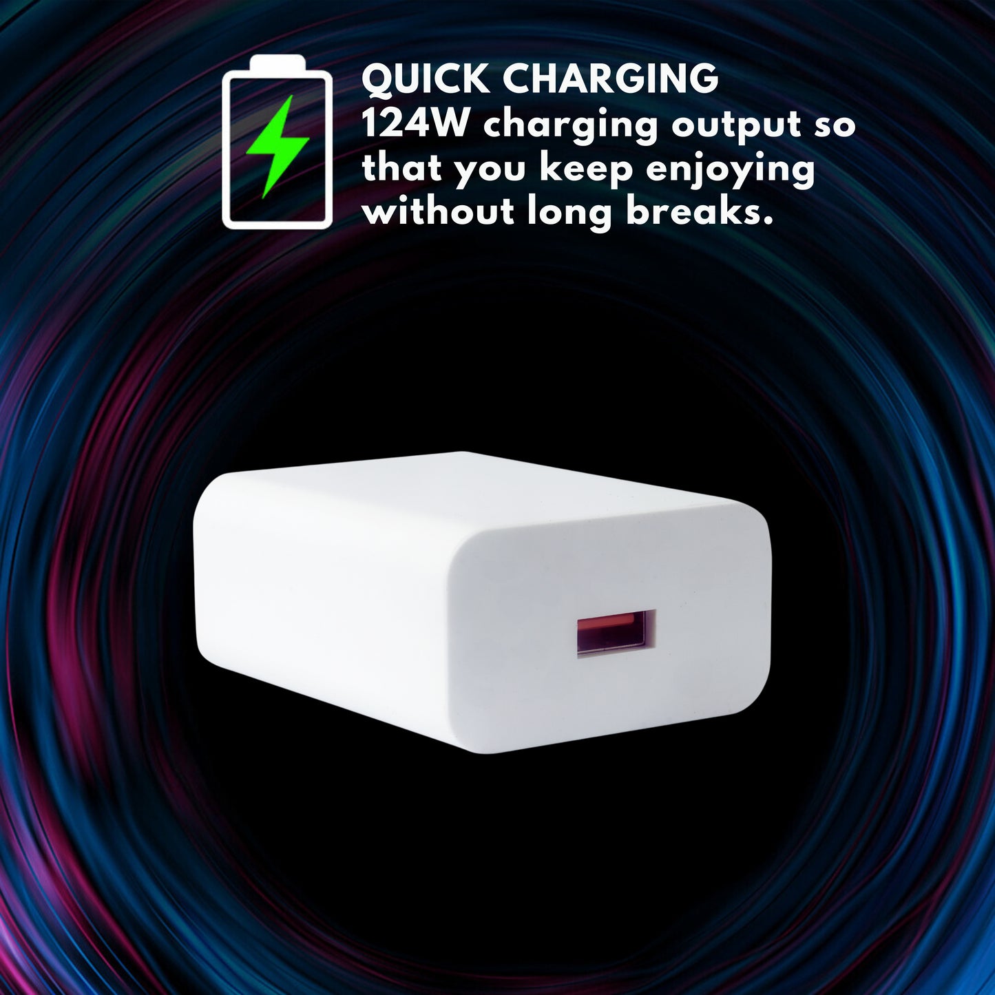 iAir C1 124W Charging Qualcomm Adaptor l USB Charging Port l Super Fast Charger l Compatible with OPPO/REALME/ONEPLUS, VOOC/DASH/WARP/DART/SUPERVOOC, Compatible with All Phones)