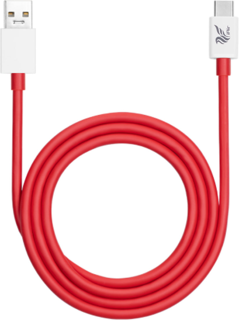 iAir D20 Ultra | 120W USB To Type C Cable | Fast Charging | Fast Data Sync | 1 m USB Type C Cable (Compatible with OPPO/REALME/ONEPLUS, VOOC/DASH/WARP/DART/SUPERVOOC, Red)