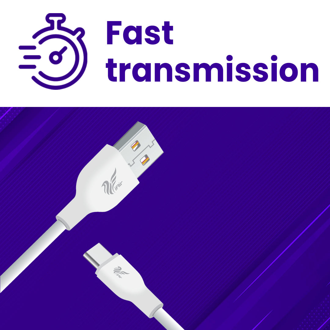 iAir D23 USB Data Cable: High-Quality Copper Wire, Fast Charging & Sync, Stretch-Resistant, Made in India - Compatible with Mobile, Tablet, TV, and More!