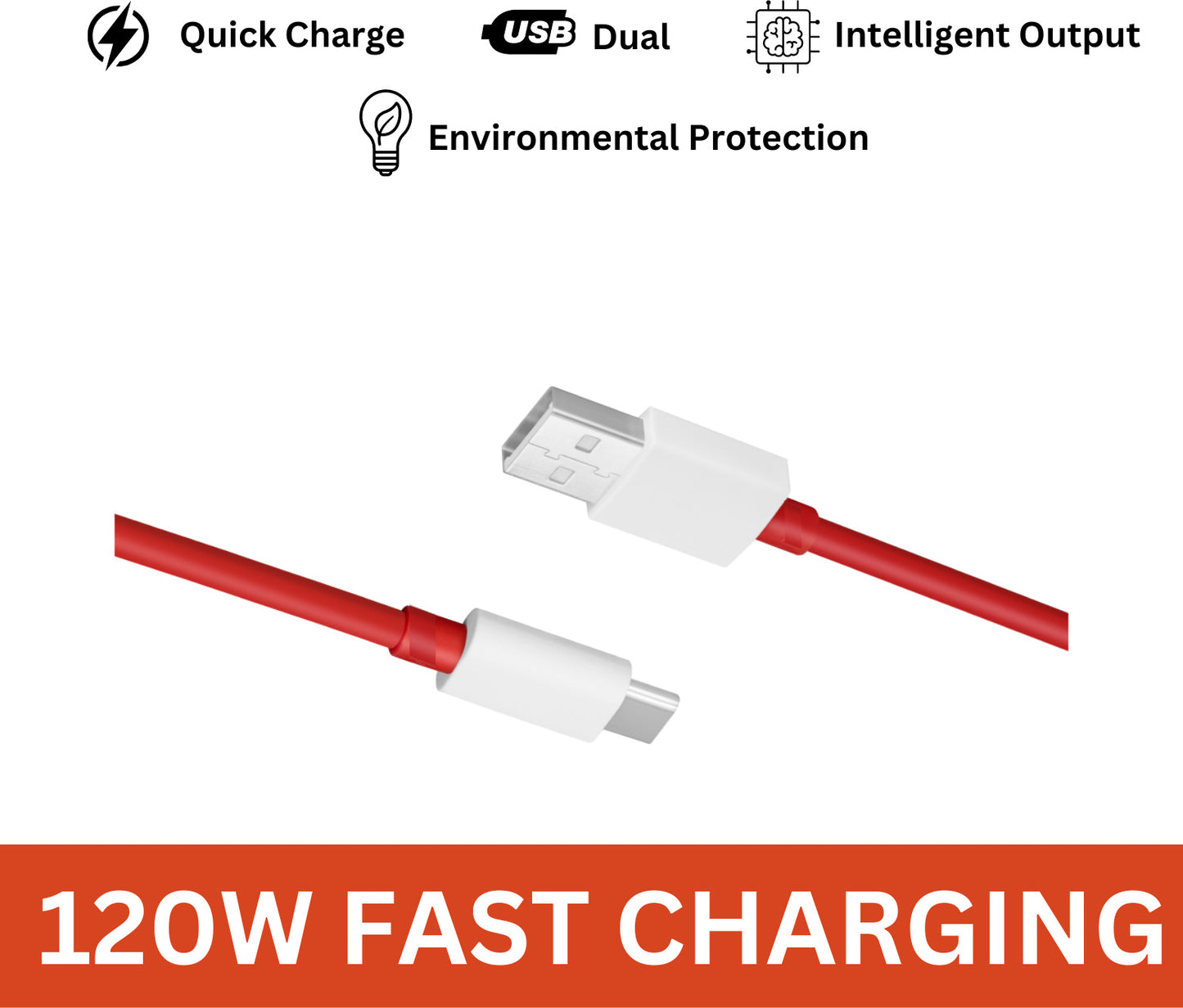 iAir D20 Ultra | 120W USB To Type C Cable | Fast Charging | Fast Data Sync | 1 m USB Type C Cable (Compatible with OPPO/REALME/ONEPLUS, VOOC/DASH/WARP/DART/SUPERVOOC, Red)