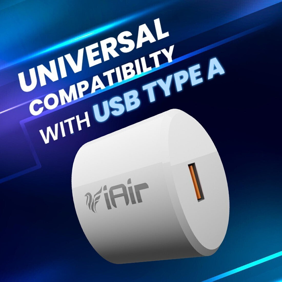 iAir C5 New 7.5 W Charging Adaptor l Universal Charger l USB Charging Port l With Charging Cable V8 (White)
