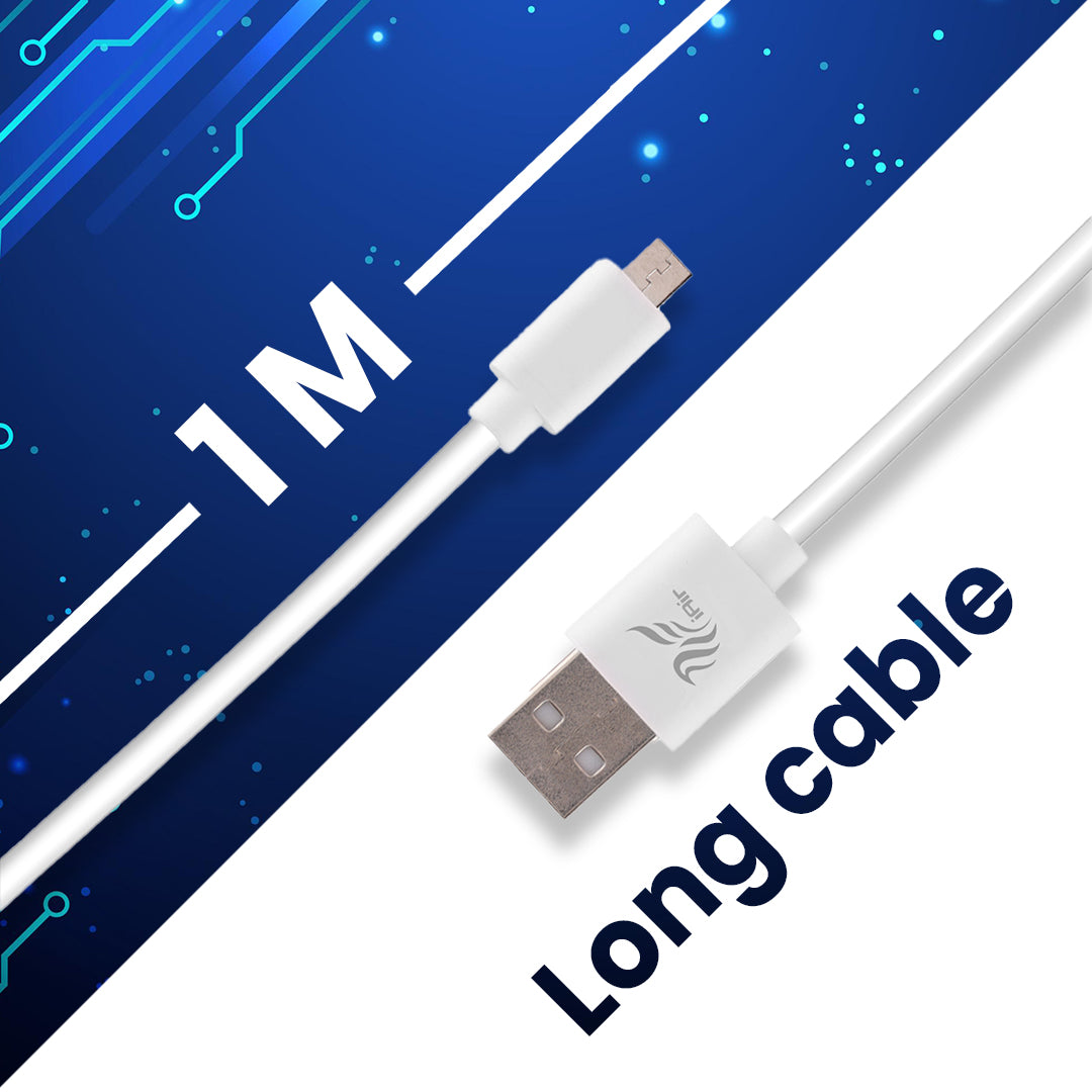 iAir D21 Nylon Braided USB Data Cable: High-Quality Copper Wire, Fast Charging, Stretch-Resistant, Made in India - Compatible with Mobile, Tablet, TV, and More (White)