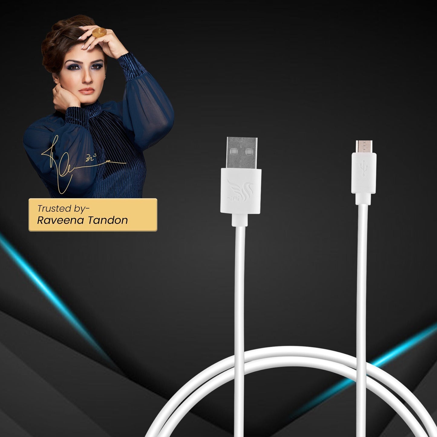 iAir Micro USB Cable 1.2 m D2 2A, USB2.0, 4mm Thick High Strength Copper Core Material Cable for Fast Charging and Sync Data Transfer (Compatible with Android Phones, Bluetooth Devices, Compatible with All Phones With Micro USB Port, White, One Cable)
