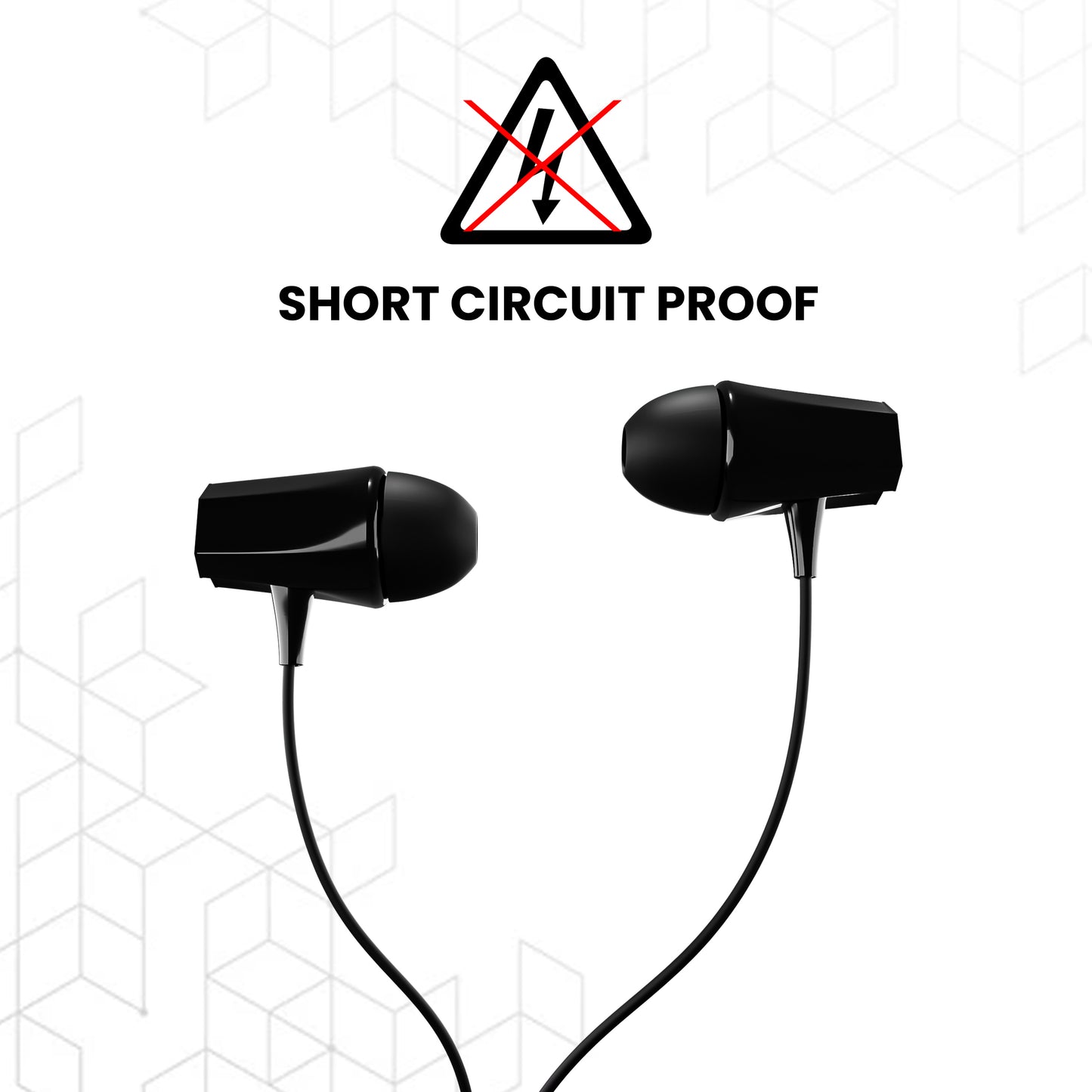 iAir Jazz 3.5mm in-Ear Wired Earphones with Mic, Stylish Sleek Design, Silicon Eartips, Compatible with All Devices for Music and Gaming, 1.2m Cable - Z Black