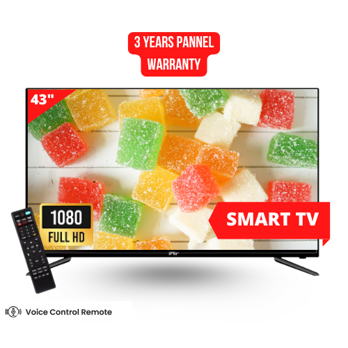 iAir 43 Inch Smart LED TV – Full HD Android TV with Voice Remote, Wi-Fi & Apps