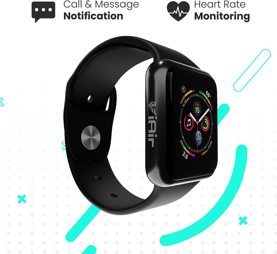 IAIR W7 | 1.7Inch HD Curve Display | Bluetooth Calling | Multi Sport Mode | Smartwatch (Bitter Black Strap, Standard)