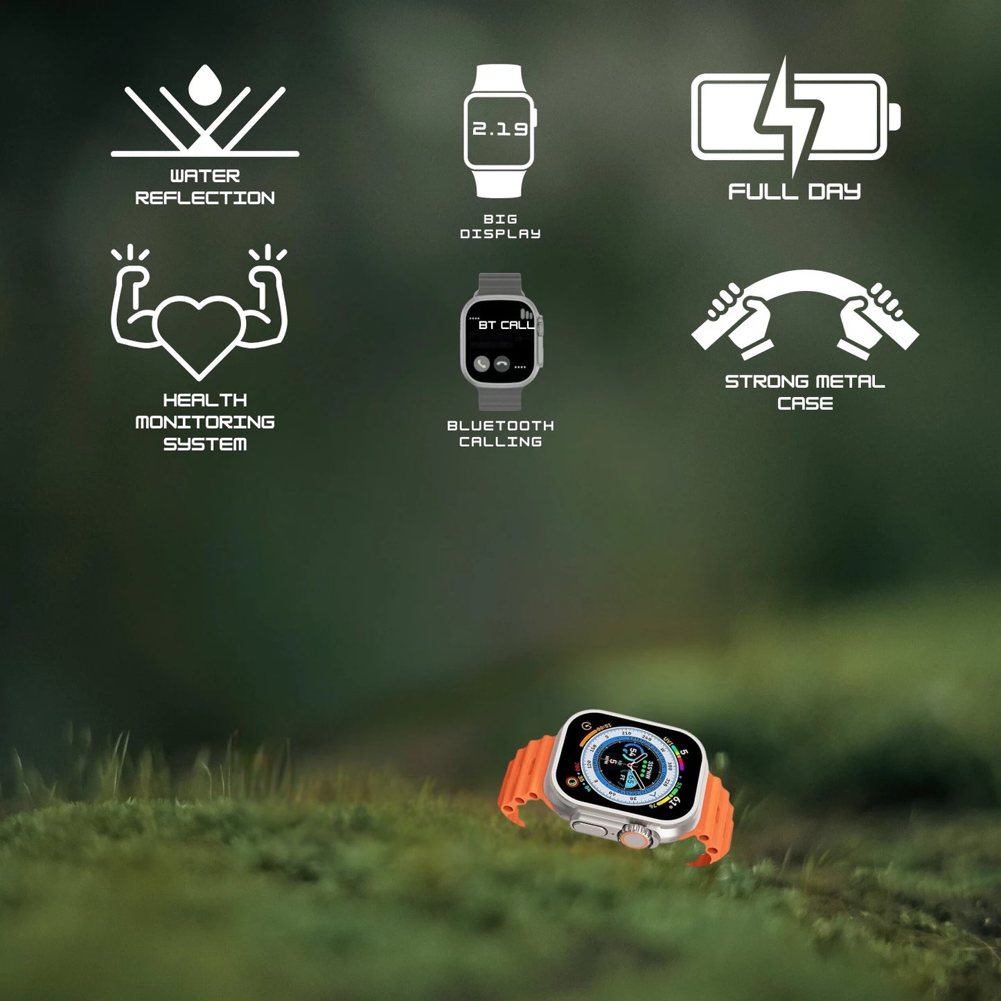 IAIR W5Ultra | 2.19Inch Super AMOLED Display | Bluetooth Calling | Multi Sport Mode | Smartwatch (Orange Strap, Standard)