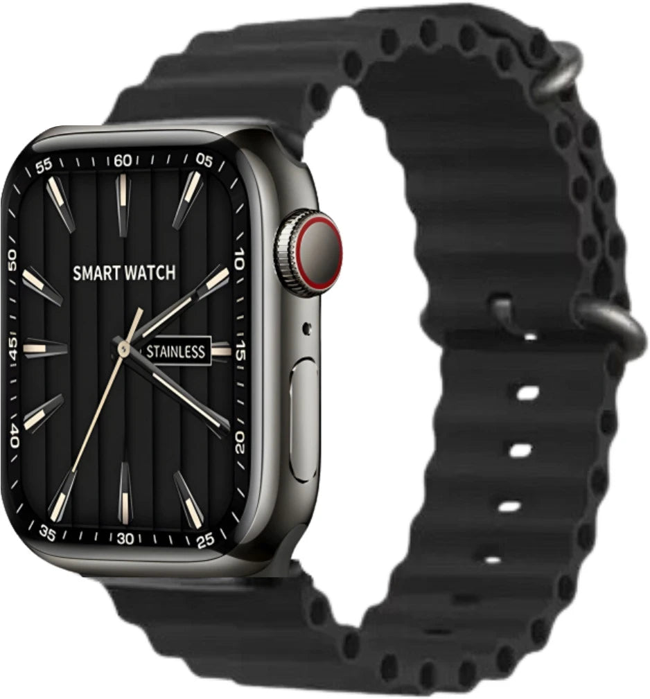IAIR W5Ultra | 2.19Inch Super Display | Bluetooth Calling | Multi Sport Mode | Smartwatch (Thick Black Strap, Standard)