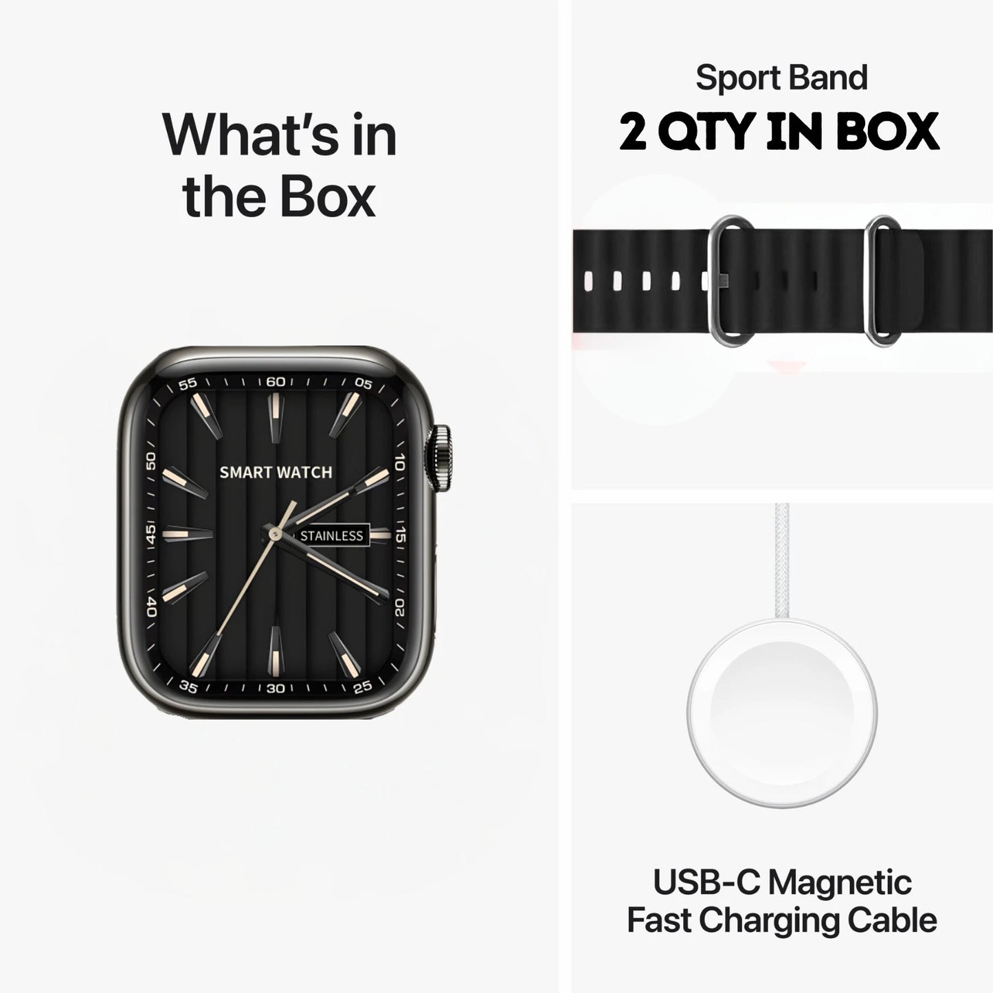 IAIR W5Ultra | 2.19Inch Super Display | Bluetooth Calling | Multi Sport Mode | Smartwatch (Thick Black Strap, Standard)