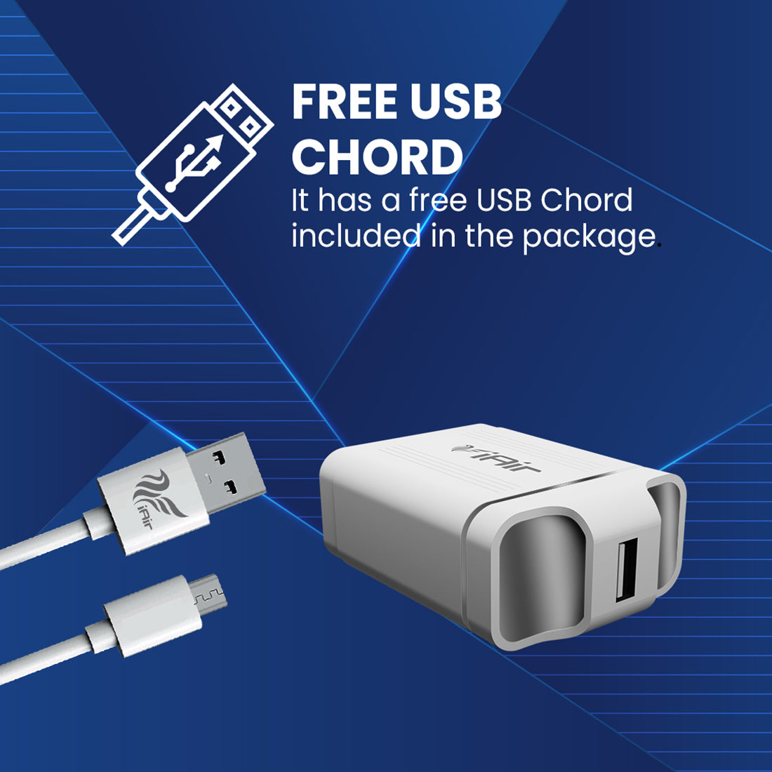 iAir C10 Original 25W USB Wall Adapter Without Cable 3.0A Fast Charging Adapter Charger Compatible for vivo, Oppo, Realme, Xiaomi - White