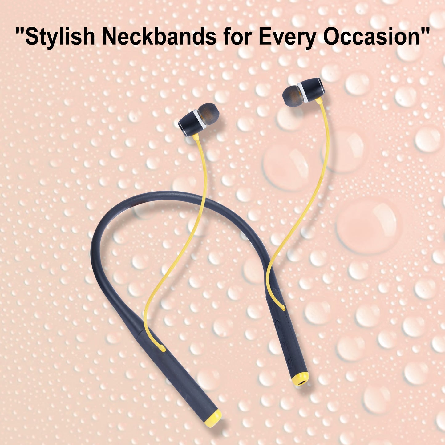 iAir Rockstar New | 50 Hrs playtime | Deep Bass | 10mm Driver | Dual Pairing | IPX5 | Bluetooth (Mate Black & Yellow, In the Ear)