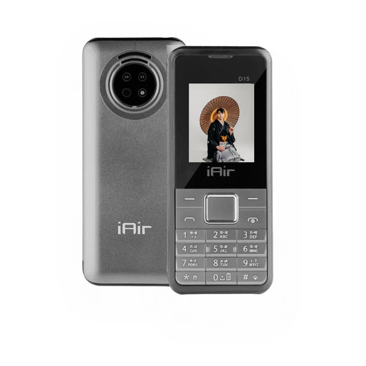 iAir D15 - Grey 2800 mAh Powerfull Battery Keypad Mobile Phone with Dual SIM, Rear Camera, Big Battery, Music Player, FM, Bluetooth