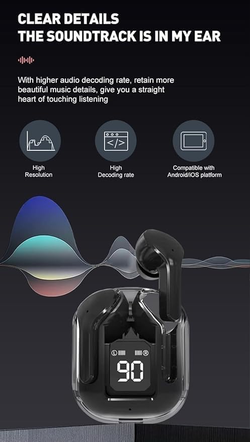 iAir Ozo Lite | 25Hrs Playtime | ENC Technology | 13mm Driver | Transparent Design | True Wireless Bluetooth Earbuds