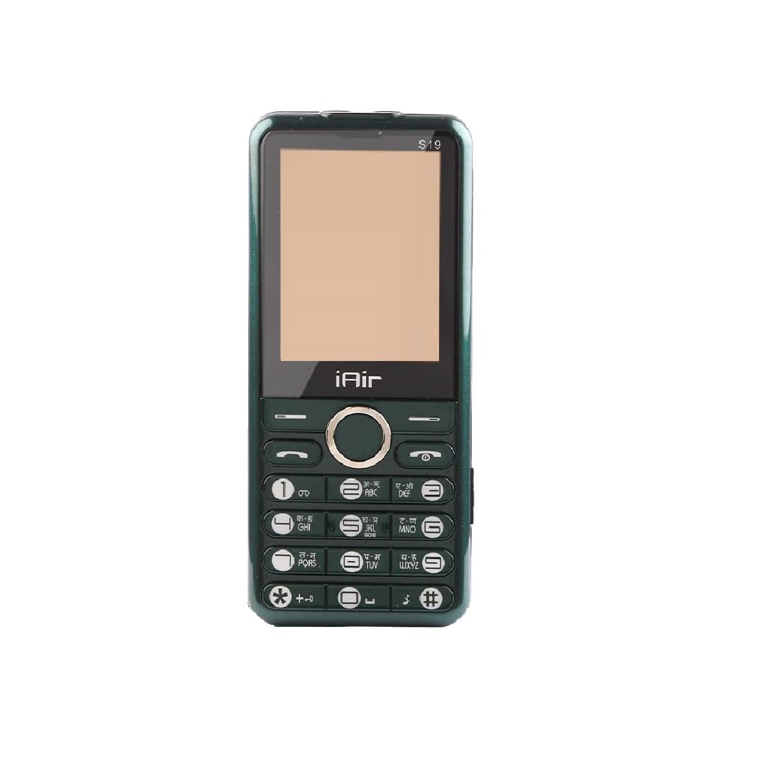 iAir S19 - Dark Green Twin Multimedia Feature Keypad Mobile with Dual SIM, 128gb Expandable Memory,Rear Camera, Call Recording, Music Player, FM, Bluetooth, Support Multi Language