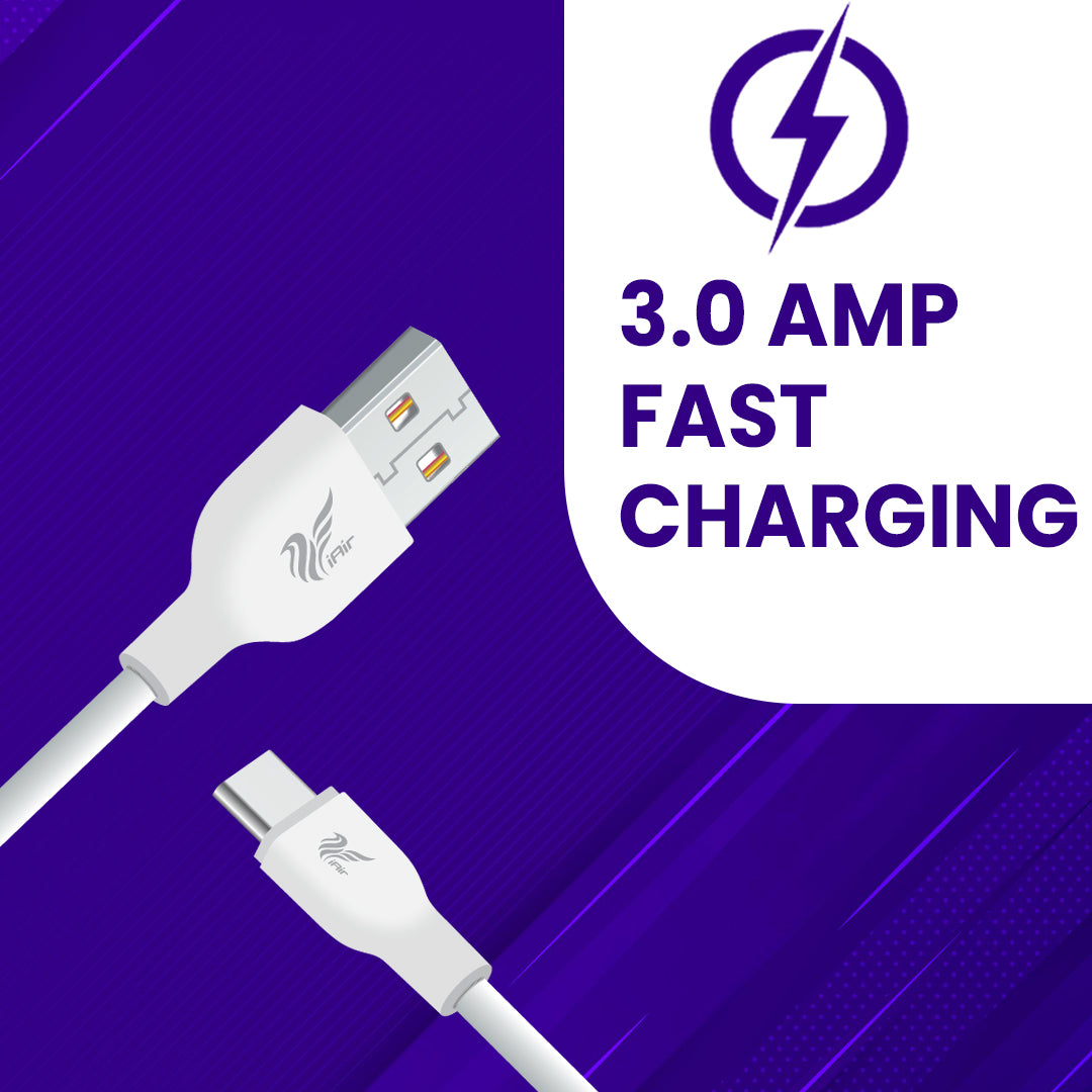 iAir D23 USB Data Cable: High-Quality Copper Wire, Fast Charging & Sync, Stretch-Resistant, Made in India - Compatible with Mobile, Tablet, TV, and More!