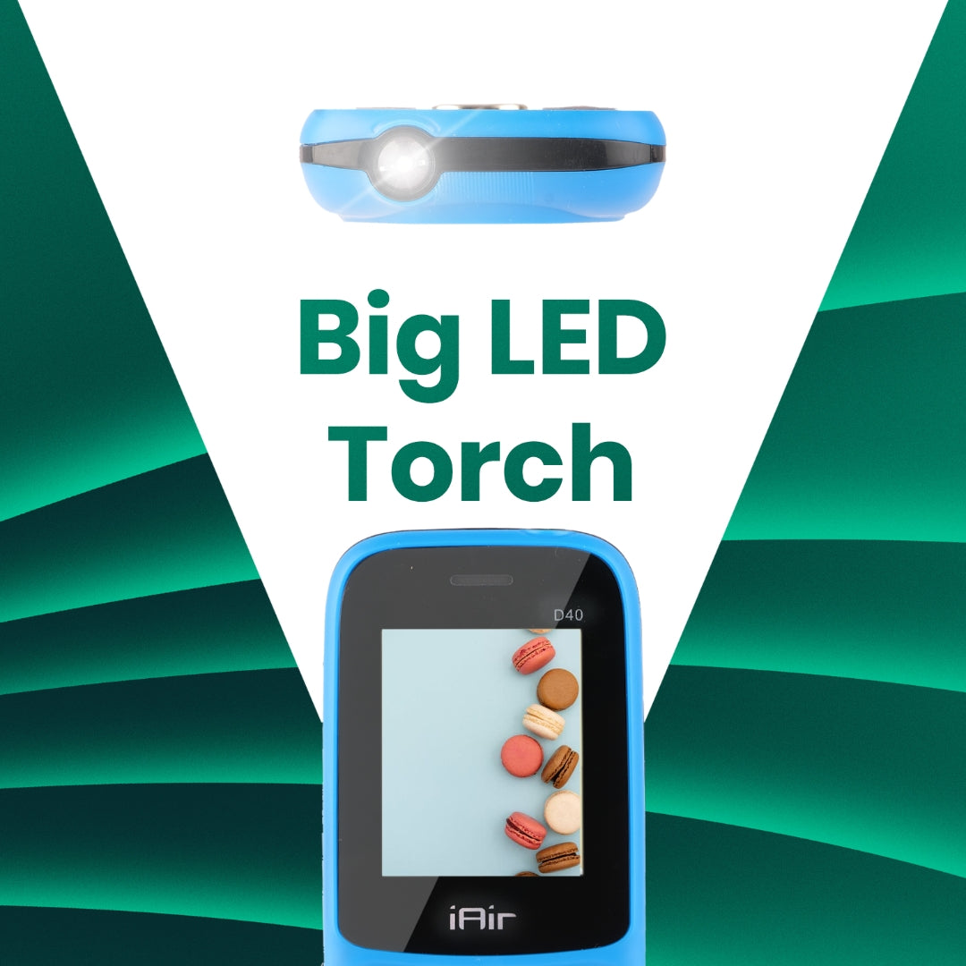 IAIR D40-Blue Keypad Mobile Phone with Dual Sim Support|1.8 Inch Big Display|Big Torch Light