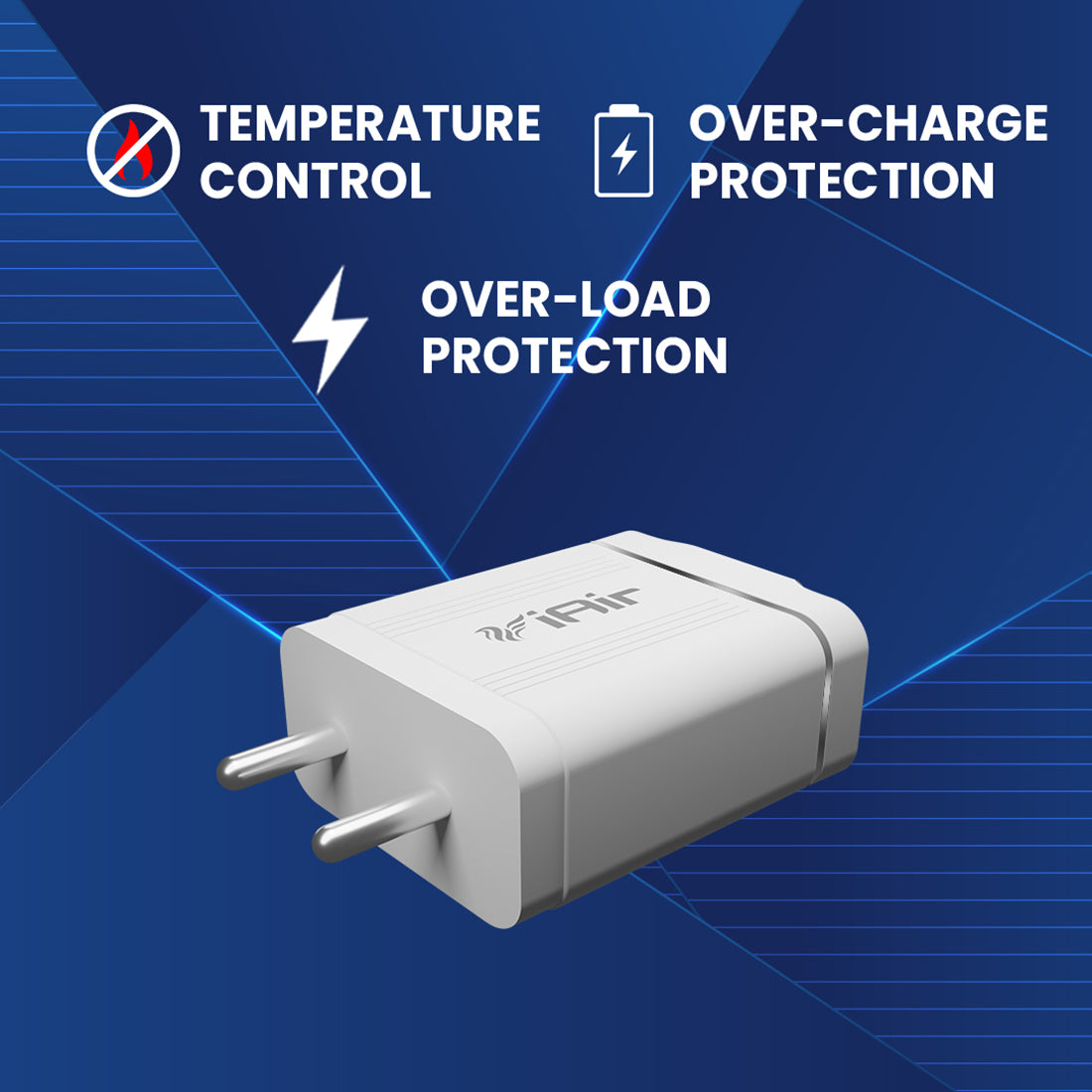 iAir C10 Original 25W USB Wall Adapter Without Cable 3.0A Fast Charging Adapter Charger Compatible for vivo, Oppo, Realme, Xiaomi - White