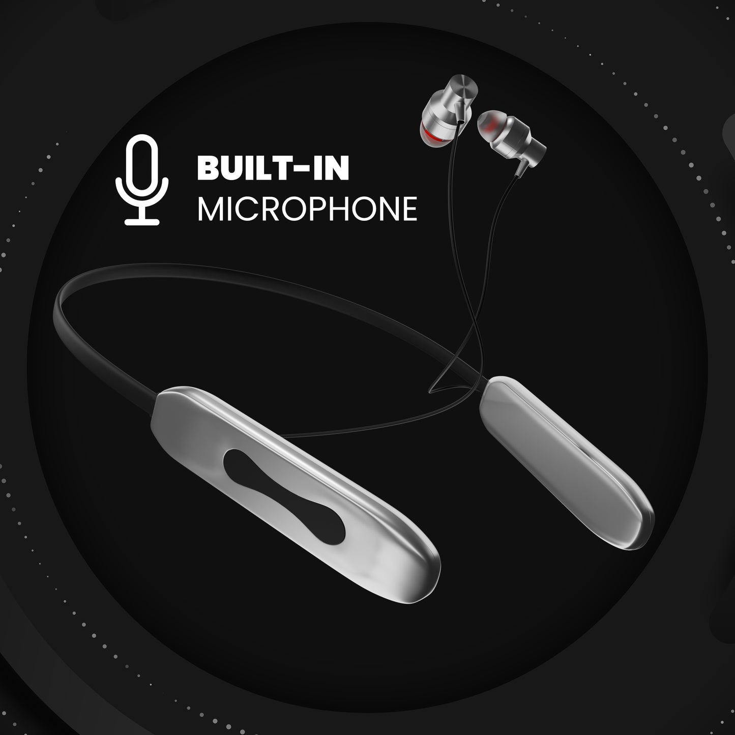 iAir B20 Bluetooth 5.0 Wireless Neckband in Ear Headphones with 3D Deep Bass, Ergonomic Design, Magnetic Earbuds, Passive Noise Cancelation & Mic Silver