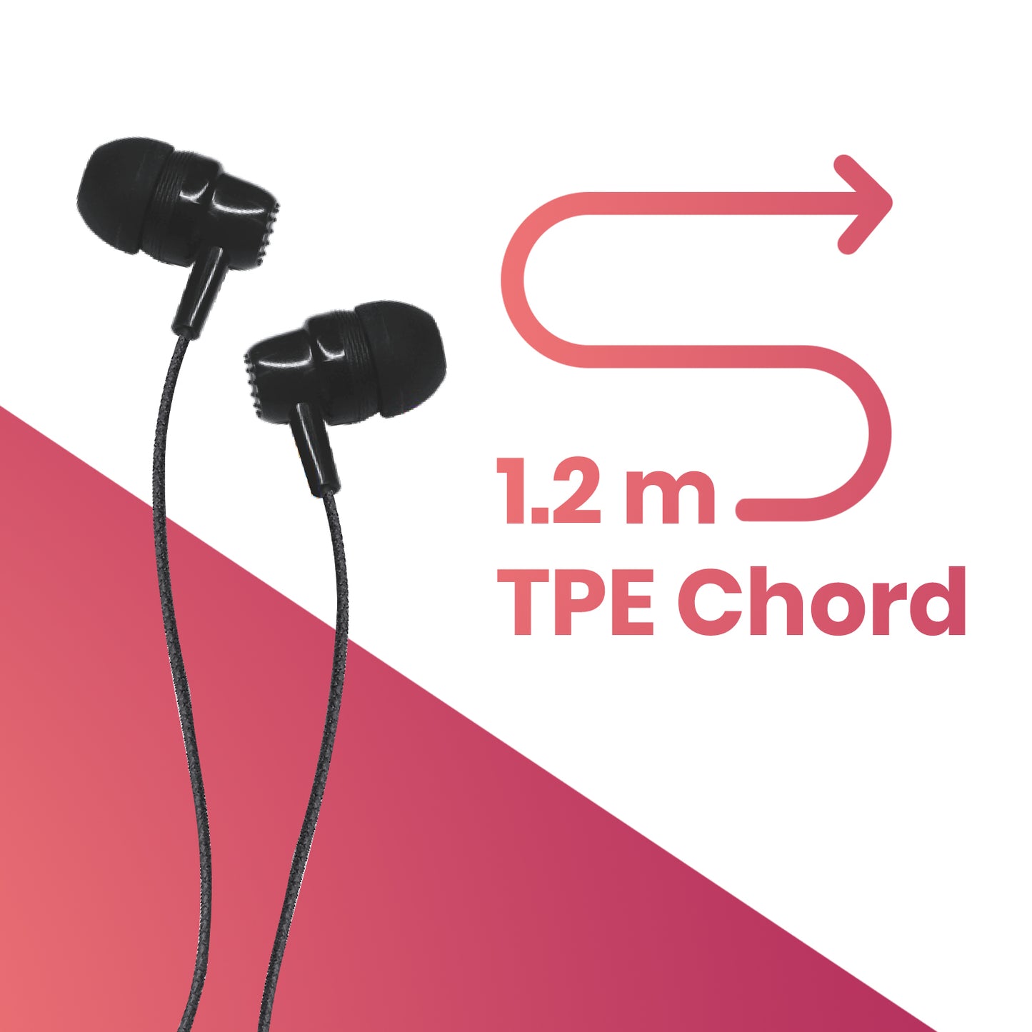 iAir Jazz2 3.5mm in-Ear Wired Earphones with Mic, Stylish Sleek Design, Silicon Eartips, Compatible with All Devices for Music and Gaming, 1.2m Cable - Z Black