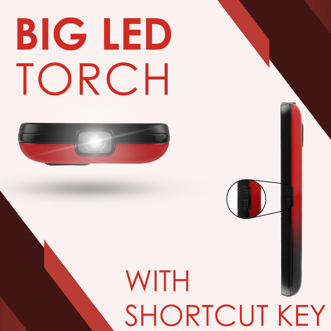 IAIR S9- Red Twin Shade| Basic Feature Dual Sim Mobile Phone with 2800mAh Battery, 2.4 inch Display Screen, 0.8 mp Camera with Front Designer LED Light