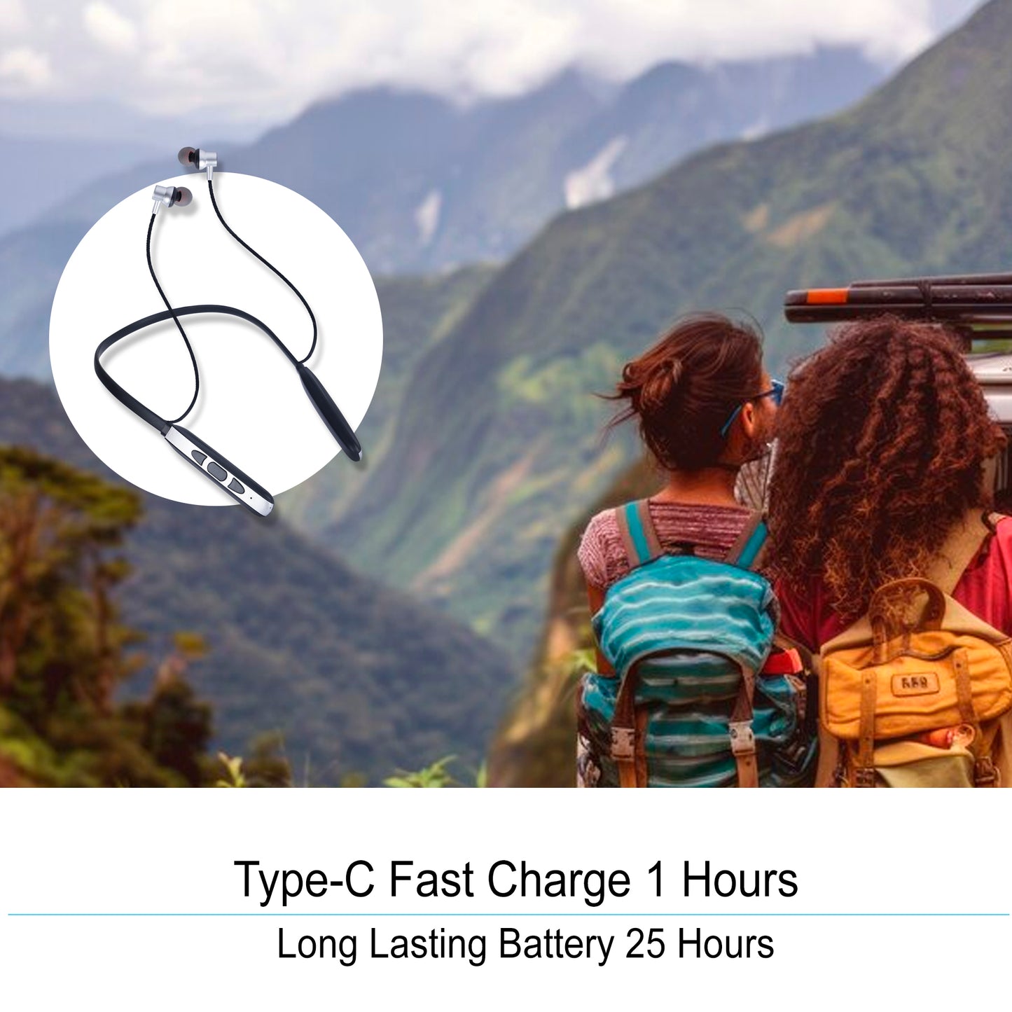 iAir Hardrock New | 25 Hrs Playtime | Type C Charging | 10mm Driver | IPX5 | Bluetooth Neckband