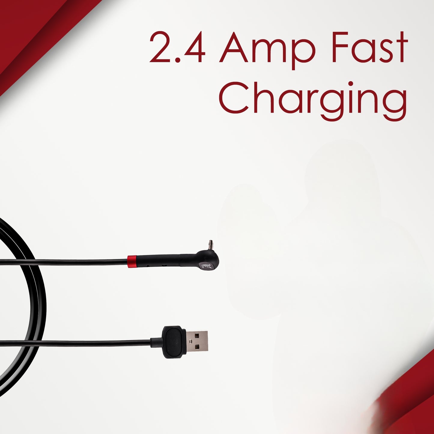 iAir D15 LED Indicator Fast USB Charging Cable Compatible with all Android Mobiles, C-Type Devices, SmartPhone (Red When Charging nd Blue When Full Charge)- 1.2 Mtr - Black