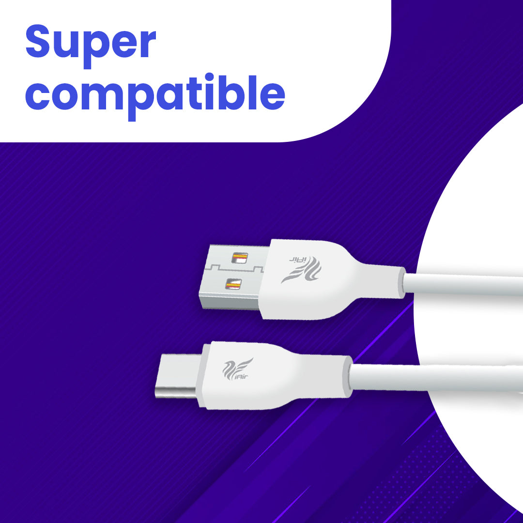 iAir D23 USB Data Cable: High-Quality Copper Wire, Fast Charging & Sync, Stretch-Resistant, Made in India - Compatible with Mobile, Tablet, TV, and More!