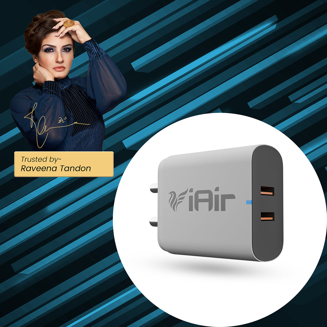 iAir C8 Dual Port 2.6A Wall Charger, USB Charger Adapter with 1.25 Meter Micro USB Cable, 2 USB Ports, Compatible with All Android Mobiles and All Type of Mobile Phone/Tablets -White