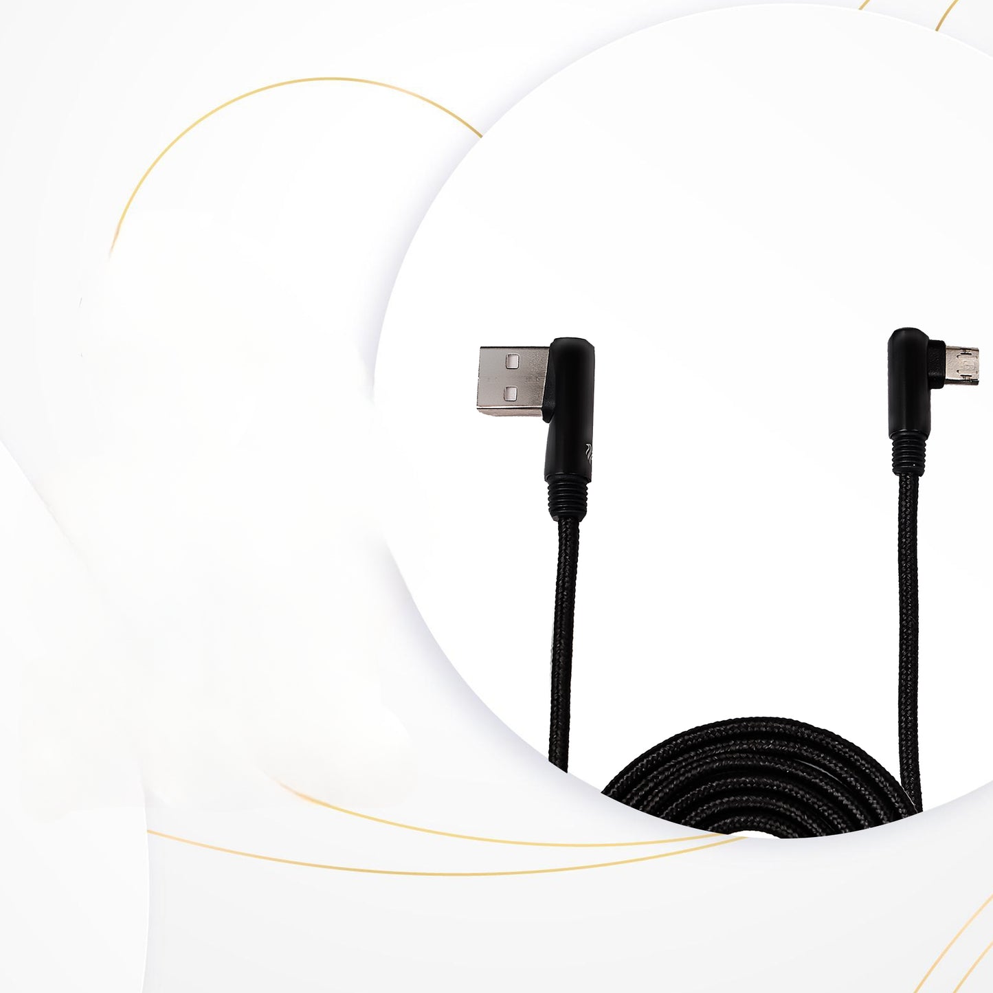 iAir D16 Right Angled Micro USB Charging Cable Compatible with All Mobiles, Tablet, TV, Camera, Computer, Gaming Console (1.2 Mtr, Black)