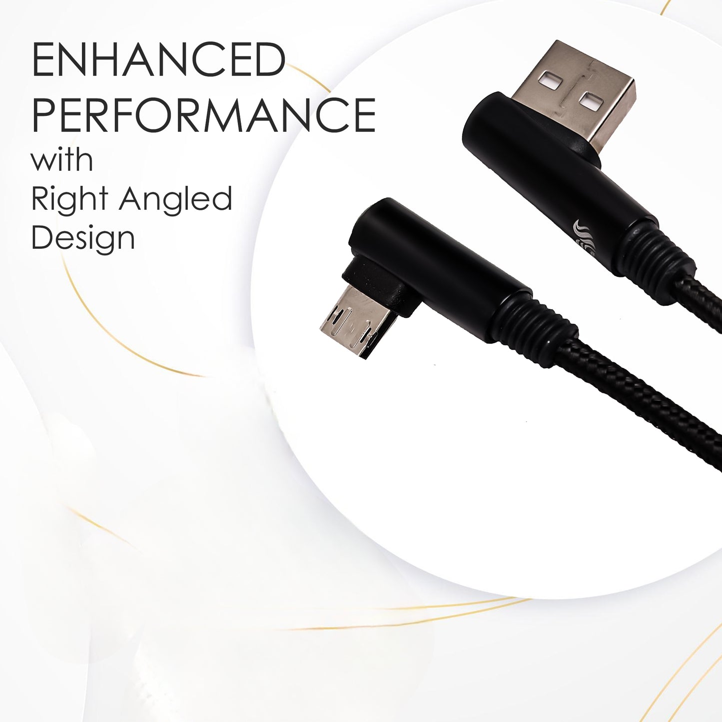 iAir D16 Right Angled Micro USB Charging Cable Compatible with All Mobiles, Tablet, TV, Camera, Computer, Gaming Console (1.2 Mtr, Black)