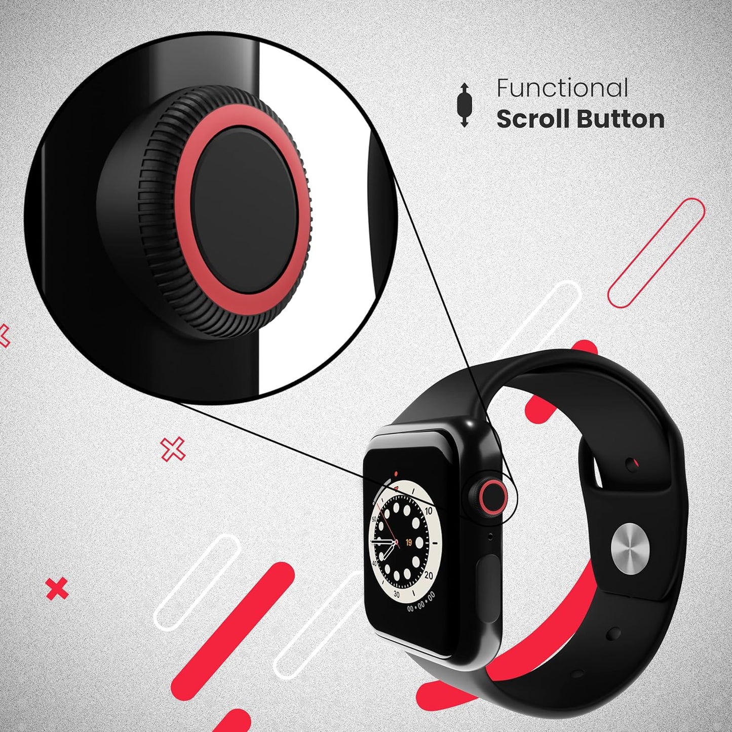IAIR W5 Bluetooth Calling Smart Watch | Functional Scroll Button | 1.75”HD IPS Curved Touch Screen with Color Display, IP68 Waterproof