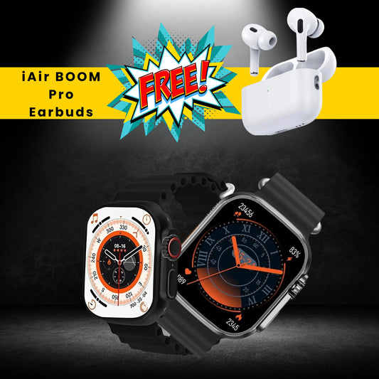 IAIR W5 Pro | 1.9Inch Super AMOLED DIsplay | Bluetooth Calling | Multi Sport Mode | Smartwatch And Get iAir Boom PRO Earbuds Free