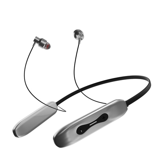 iAir B20 Bluetooth 5.0 Wireless Neckband in Ear Headphones with 3D Deep Bass, Ergonomic Design, Magnetic Earbuds, Passive Noise Cancelation & Mic Silver