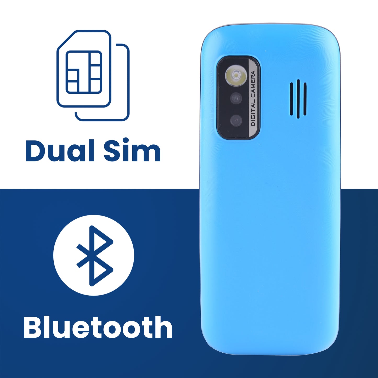 iAir D22 - -Blue Multimedia Feature Keypad Mobile Basic Bar Phone with Dual SIM Card with 1200 mAh Battery,MP3, Multi Language Support Keypad Phone