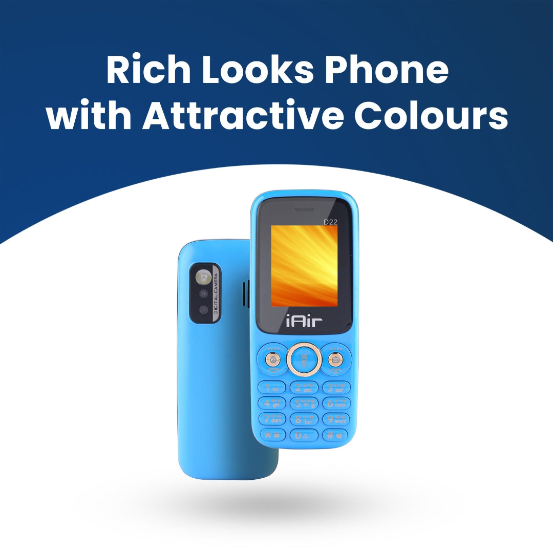 iAir D22 - -Blue Multimedia Feature Keypad Mobile Basic Bar Phone with Dual SIM Card with 1200 mAh Battery,MP3, Multi Language Support Keypad Phone