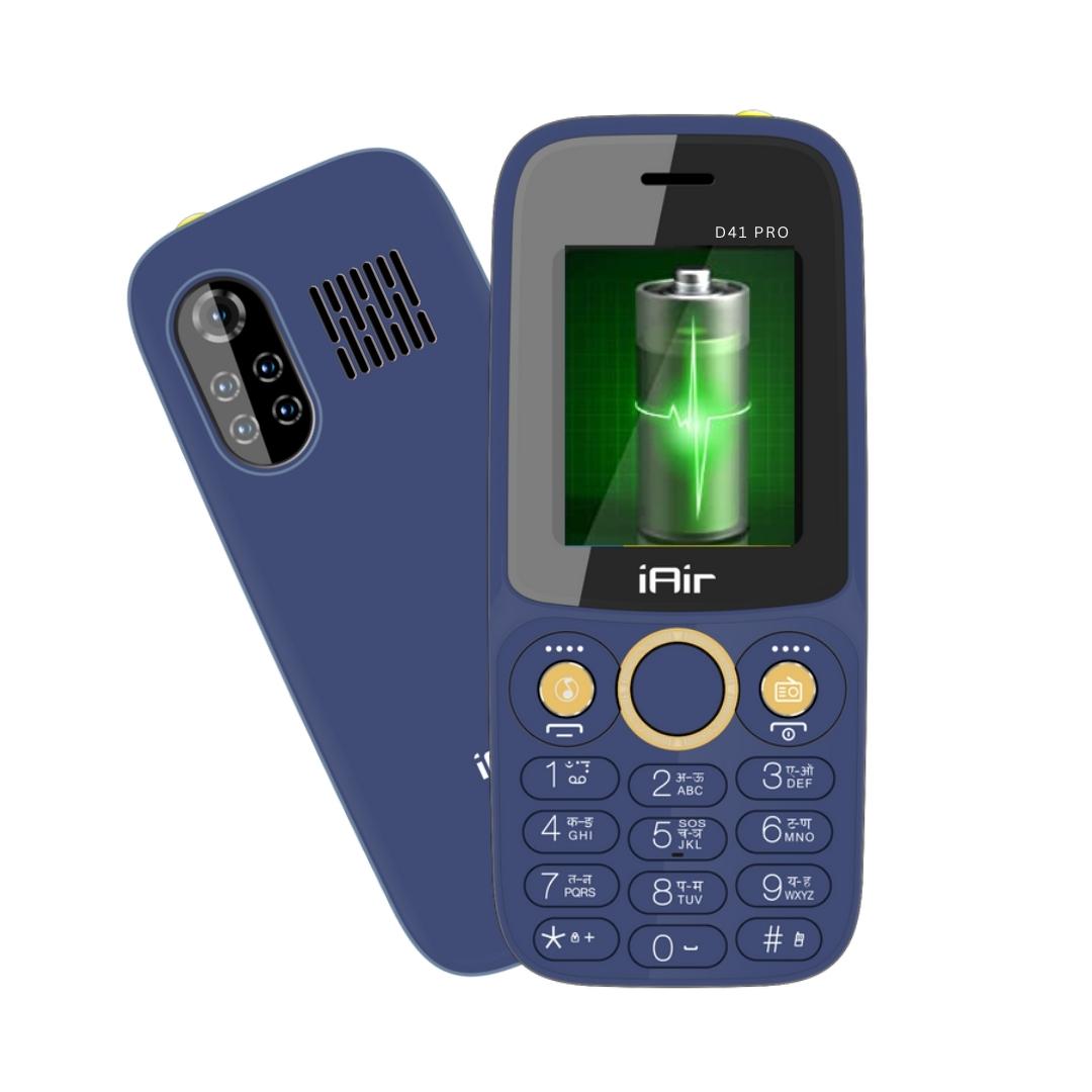 iAir D41 Pro Dual Sim Keypad Phone | 2800 mAH Battery & Big 1.8 Inch Display | Big Torch Light | Wireless FM & Rear Camera | Auto Call Recording | 32 MB Ram & Expandable 128gb Storage