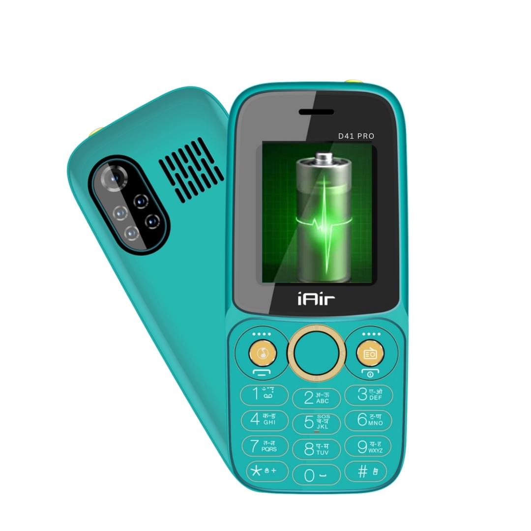 iAir D41 Pro Dual Sim Keypad Phone | 2800 mAH Battery & Big 1.8 Inch Display | Big Torch Light | Wireless FM & Rear Camera | Auto Call Recording | 32 MB Ram & Expandable 128gb Storage