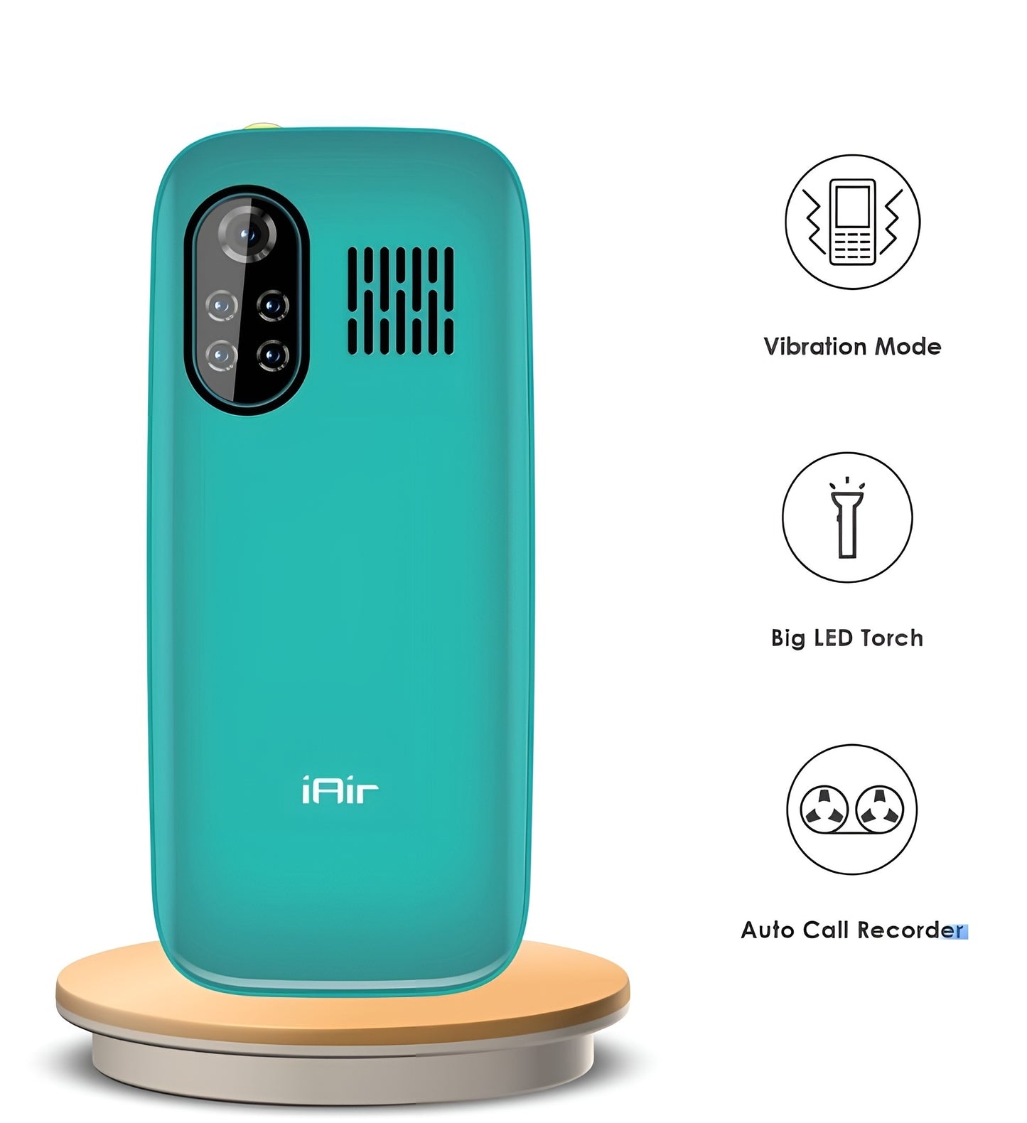 iAir D41 Pro Dual Sim Keypad Phone | 2800 mAH Battery & Big 1.8 Inch Display | Big Torch Light | Wireless FM & Rear Camera | Auto Call Recording | 32 MB Ram & Expandable 128gb Storage